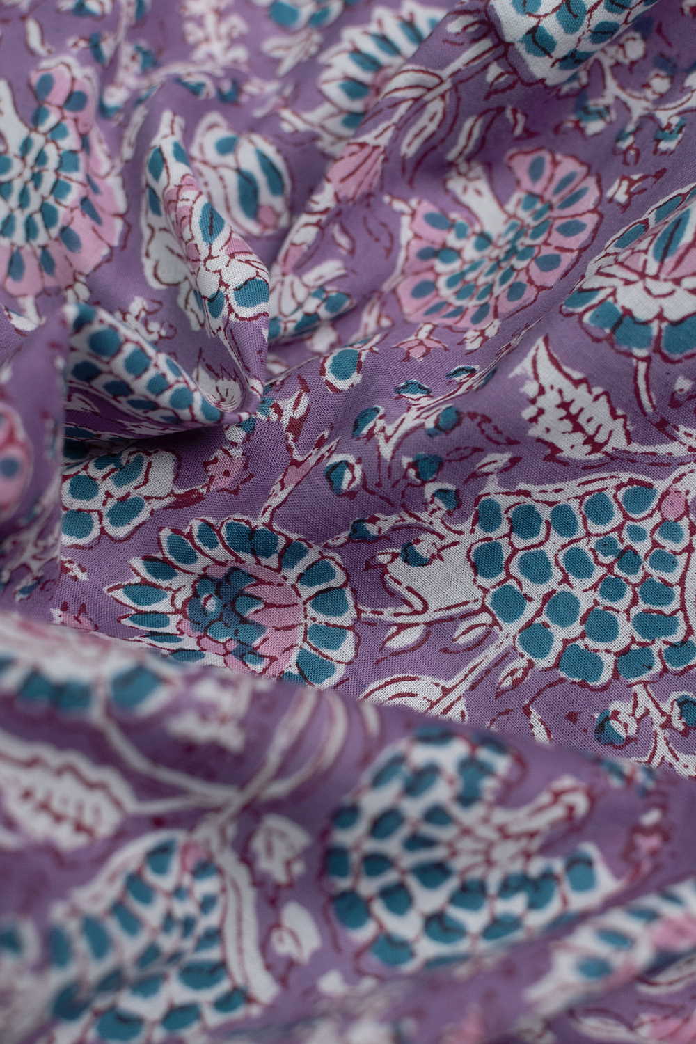 Purple Garden Sanganeri Cotton Fabric - 0.8m - Image 2