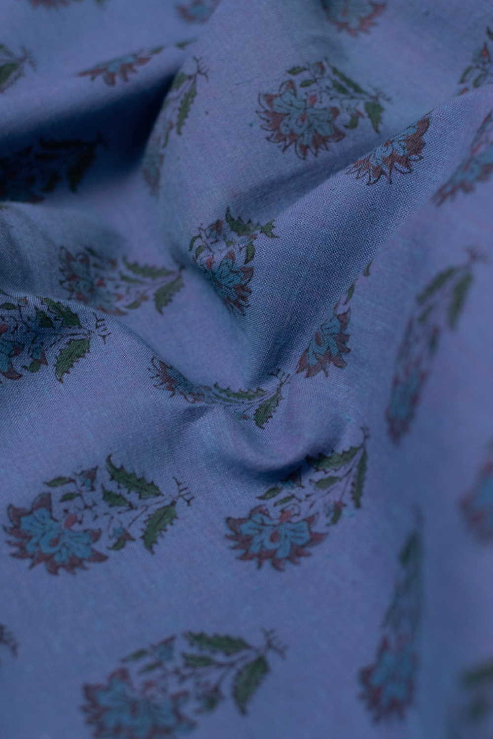 Velvet Purple Block Printed Mangalagiri Cotton Fabric-0.5 M - Image 2