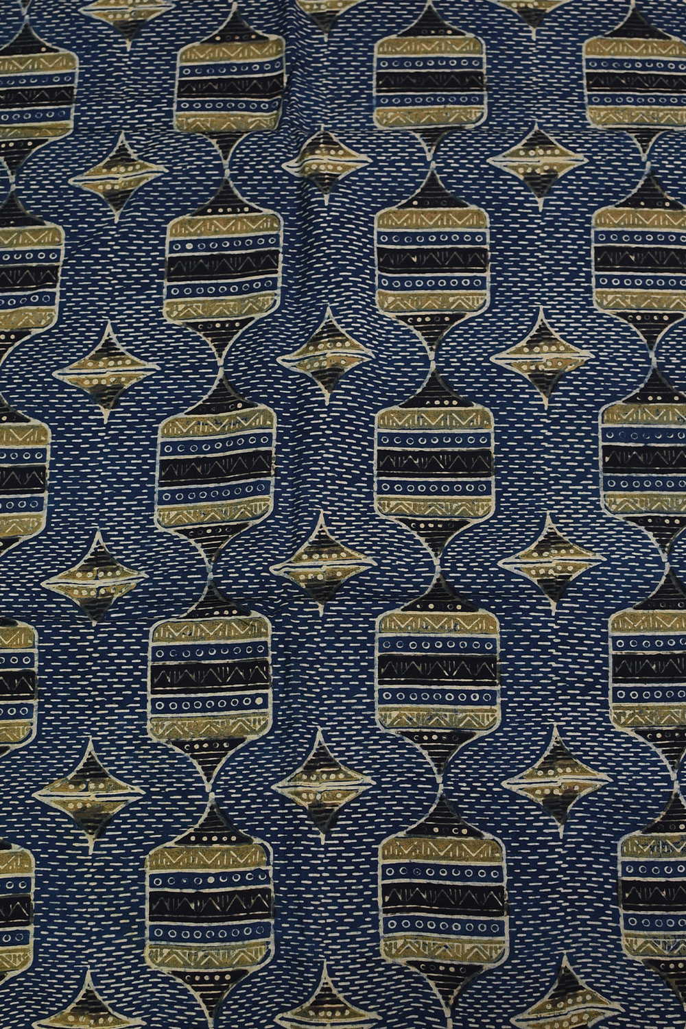 Green Pattern - Indigo Ajrak Cotton Fabric - 1.4m - Image 4