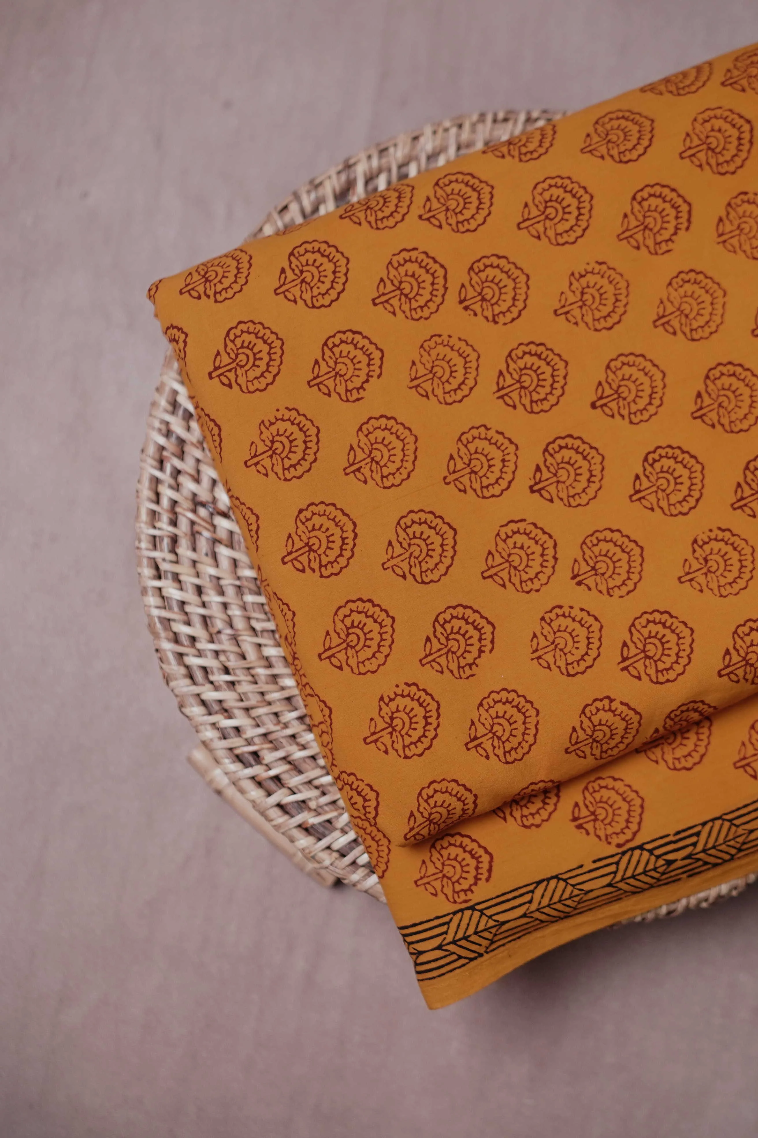 Traditional Yellow Bagh Cotton Fabric - 0.65m