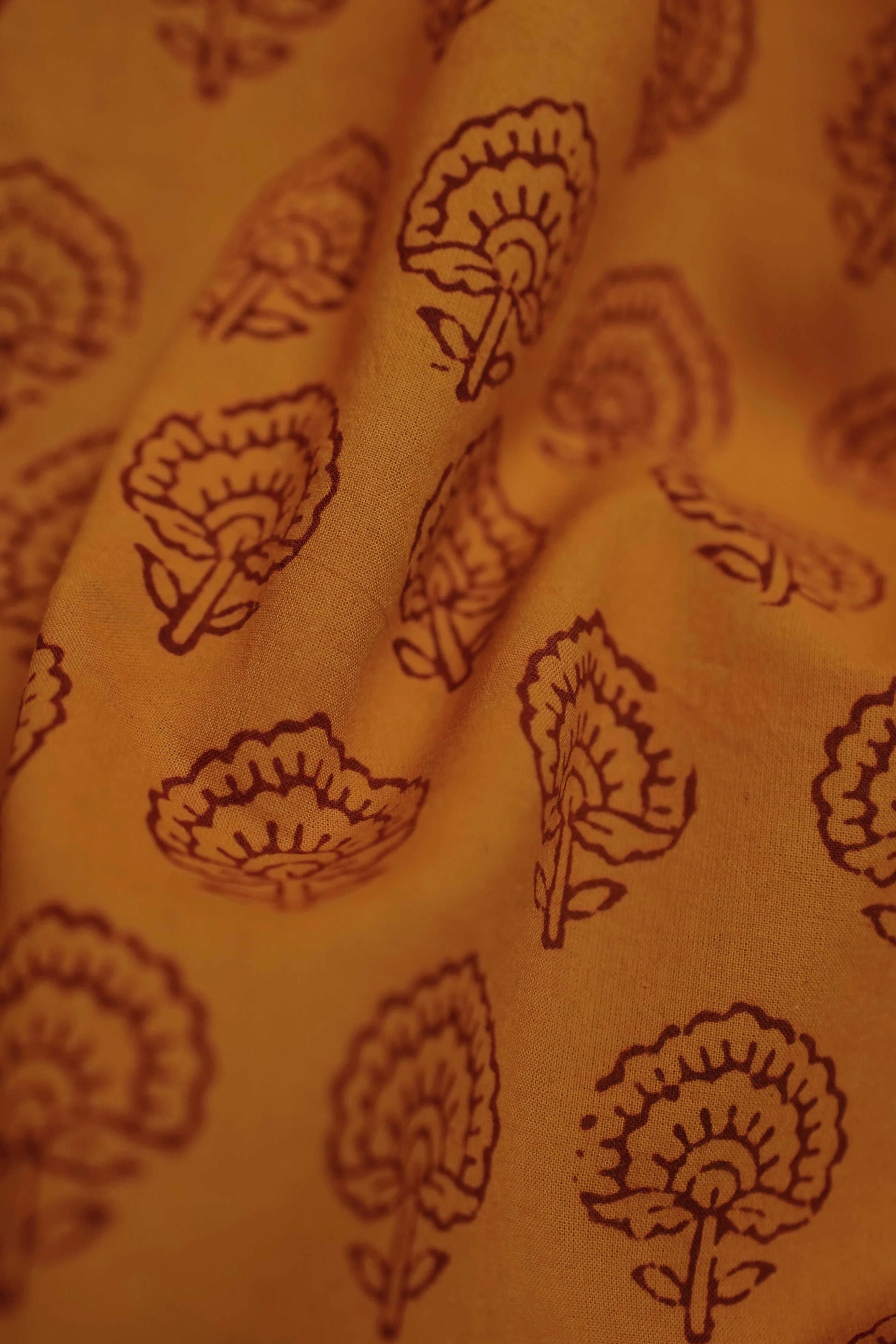 Traditional Yellow Bagh Cotton Fabric - 0.65m - Image 2