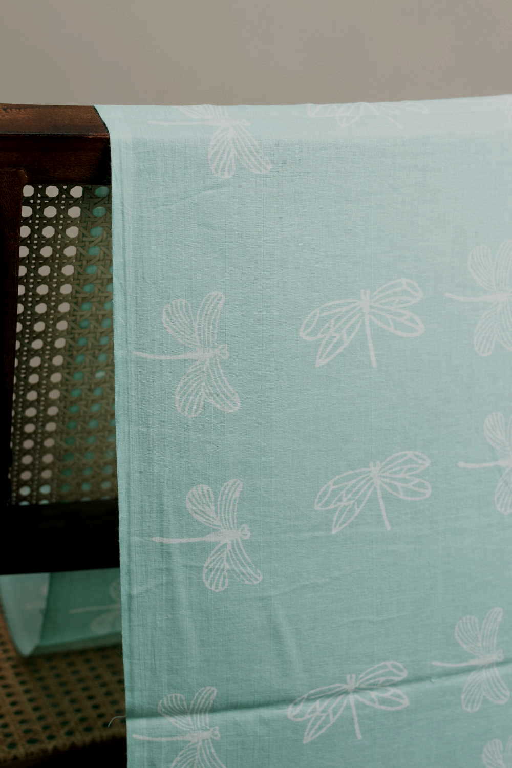 Dragon Fly - Green Sanganeri Cotton Fabric - 1.6 M - Image 2