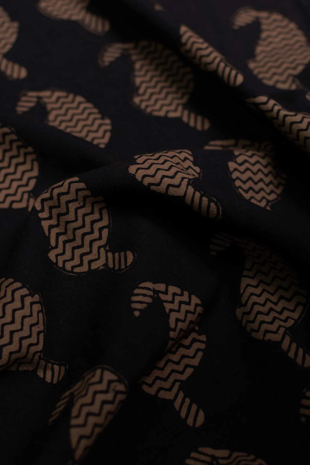 Paisley Butta on Black Bagh Cotton Fabric - 0.5M - Image 2