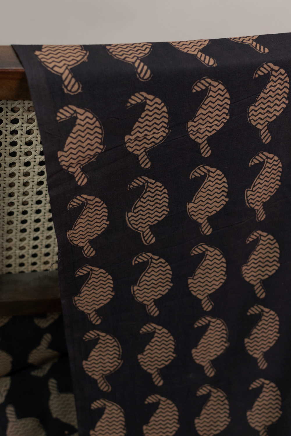 Paisley Butta on Black Bagh Cotton Fabric - 0.5M - Image 3