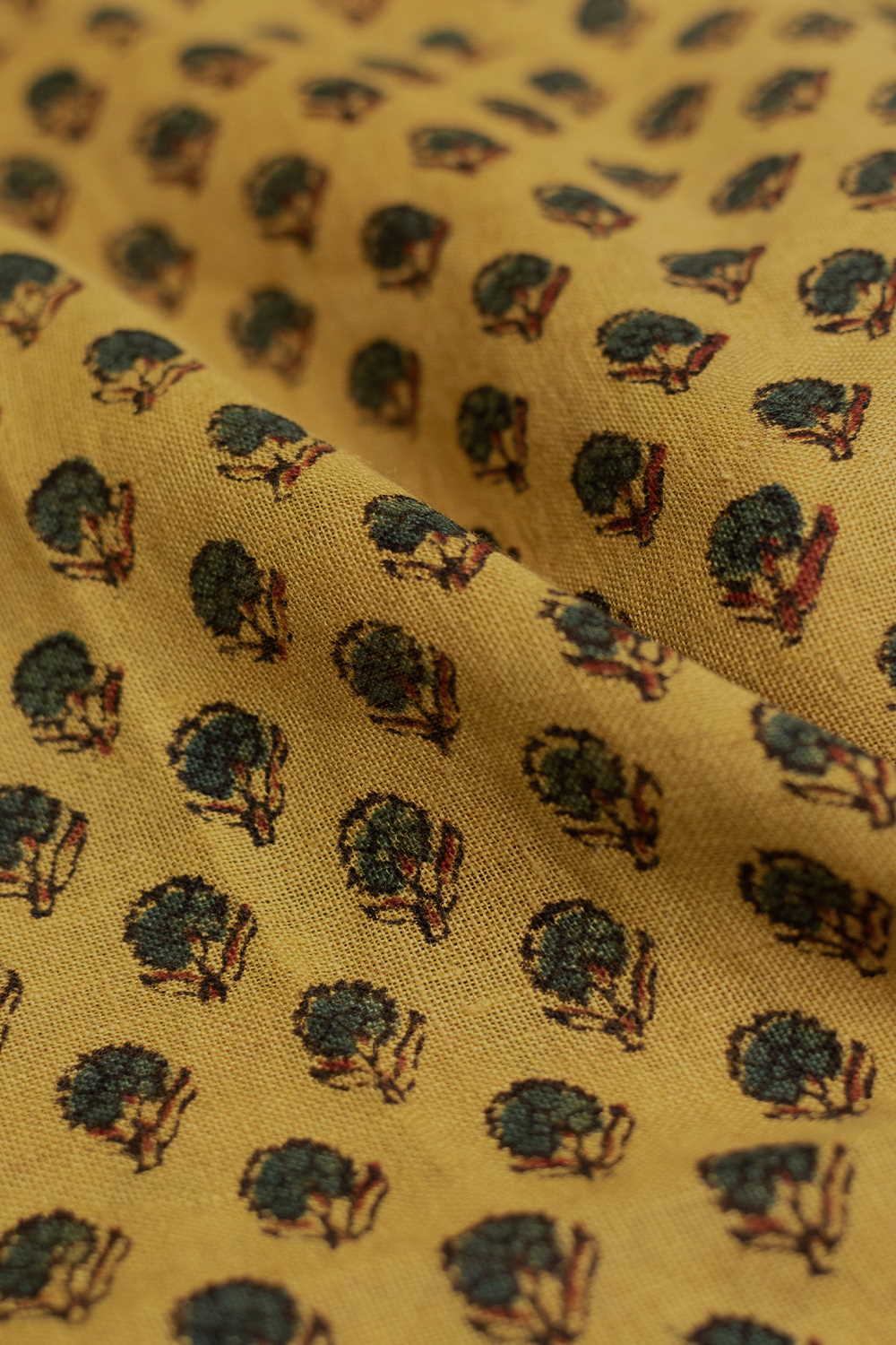 Tuscany Yellow Ajrak Linen Fabric - 0.5m - Image 2