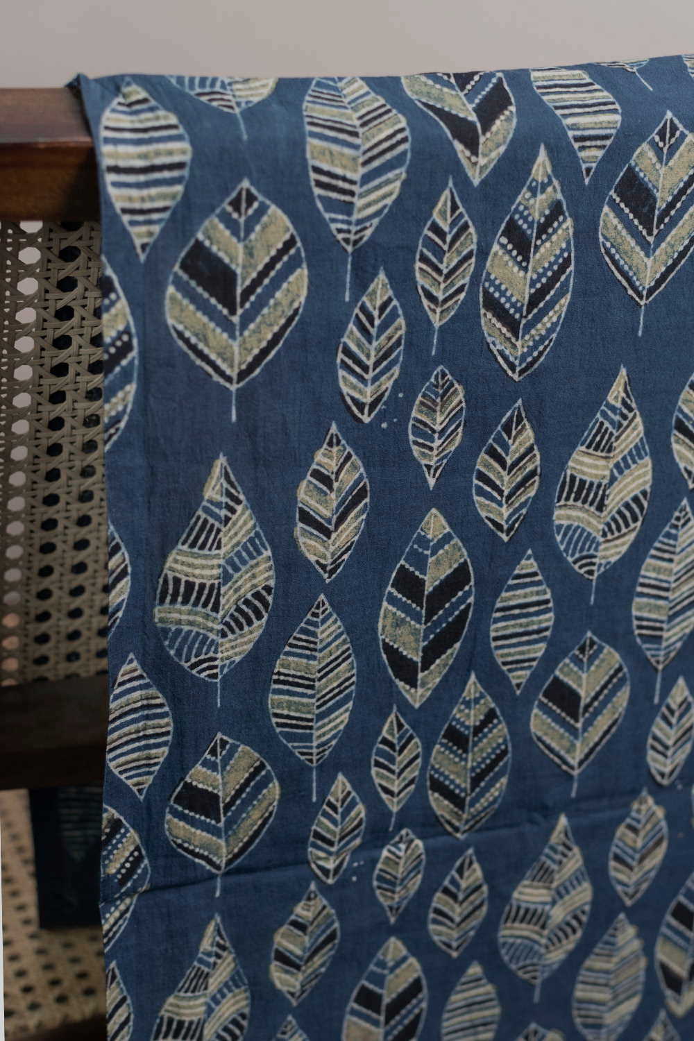 Tribal Leaf - Indigo Ajrak Cotton Fabric - 0.85m