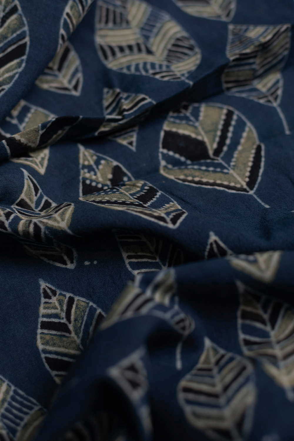 Tribal Leaf - Indigo Ajrak Cotton Fabric - 0.85m - Image 2