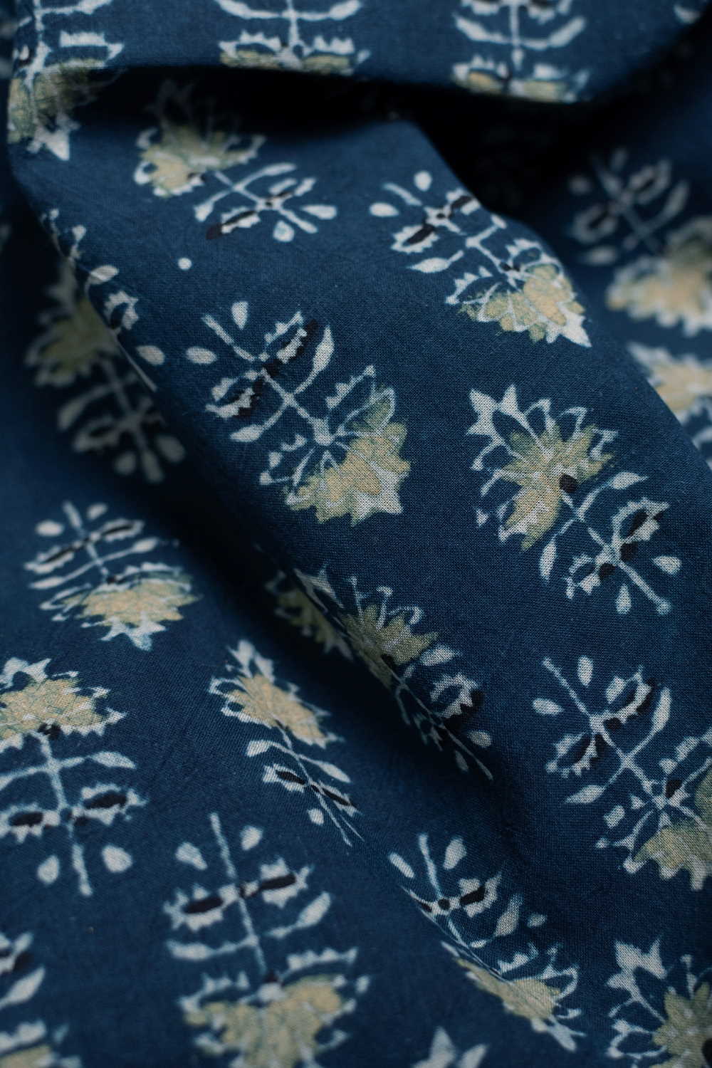Sunlit Floral - Indigo Ajrak Cotton Fabric - 1.4m - Image 2