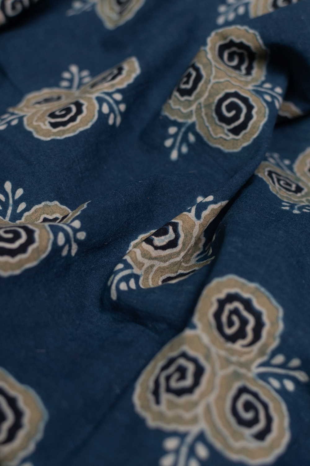 Floral Whirl - Indigo Ajrak Cotton Fabric - 1m - Image 2