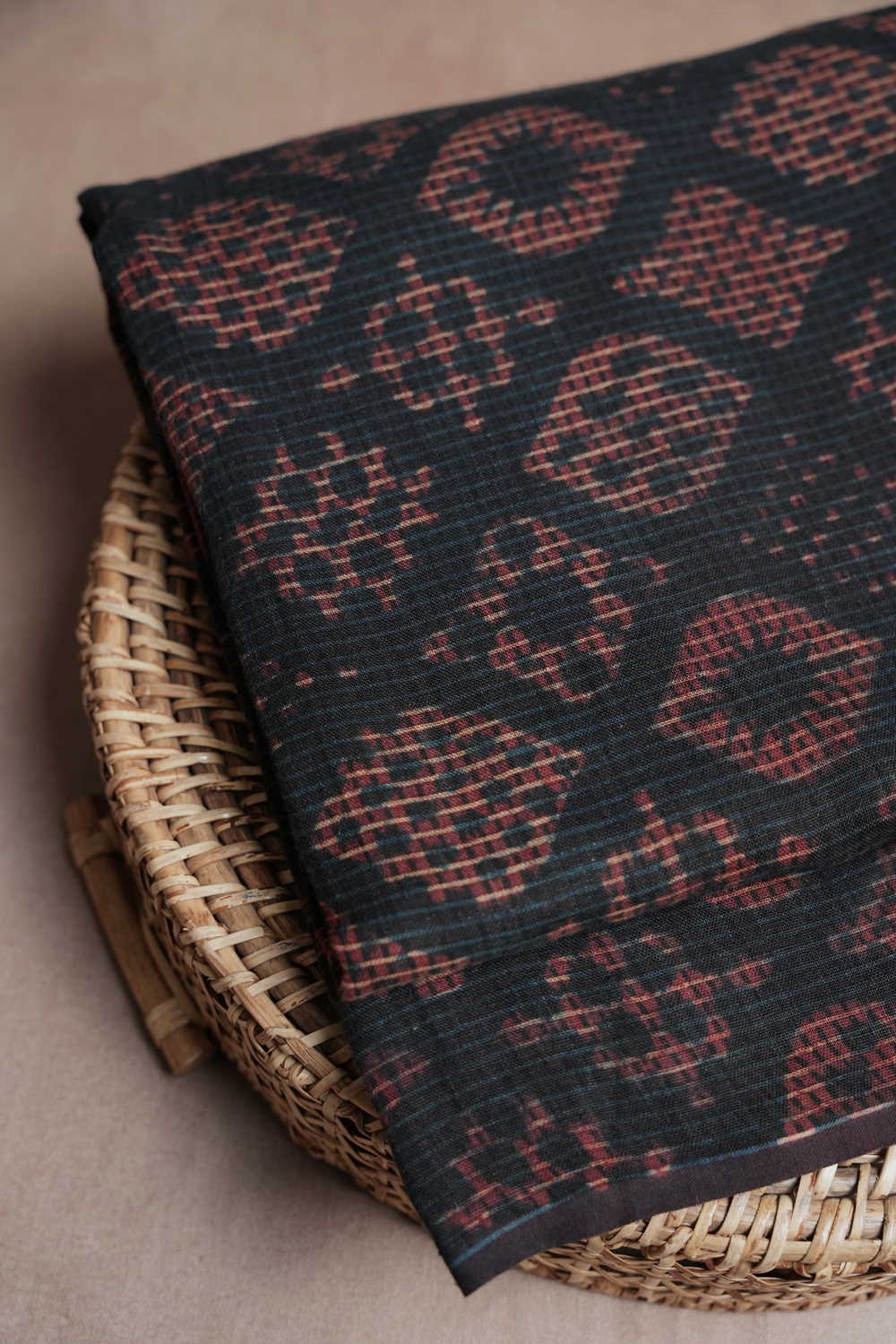 Patterned Design Ajrak Linen Fabric - 0.9m
