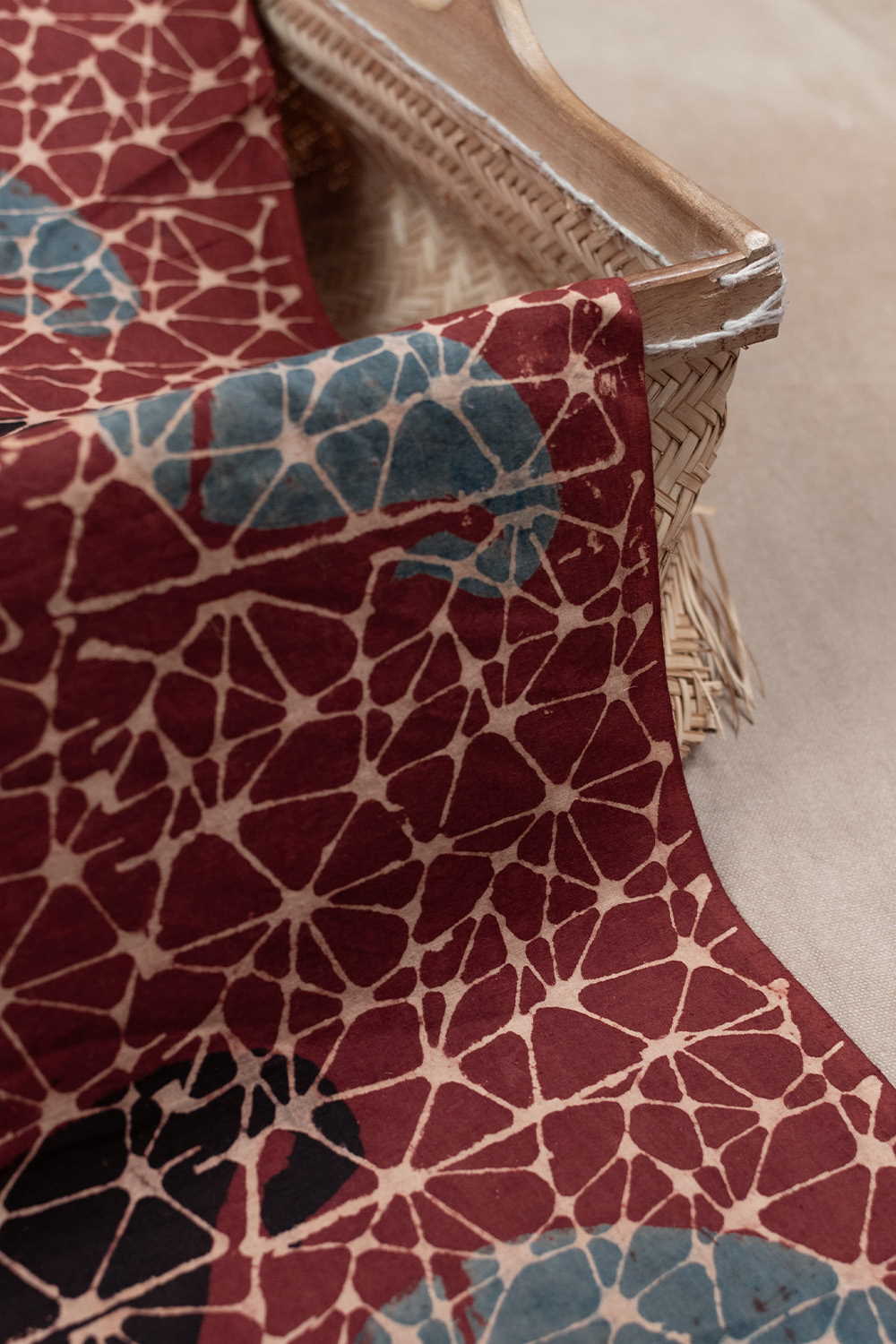 Black & Blue Paisley Ajrak Cotton Fabric - 1.5m - Image 3
