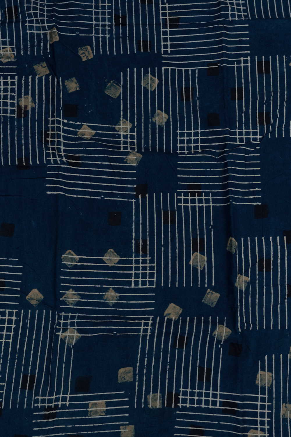 Black & Yellow Square Ajrak Cotton Fabric - 1m - Image 4