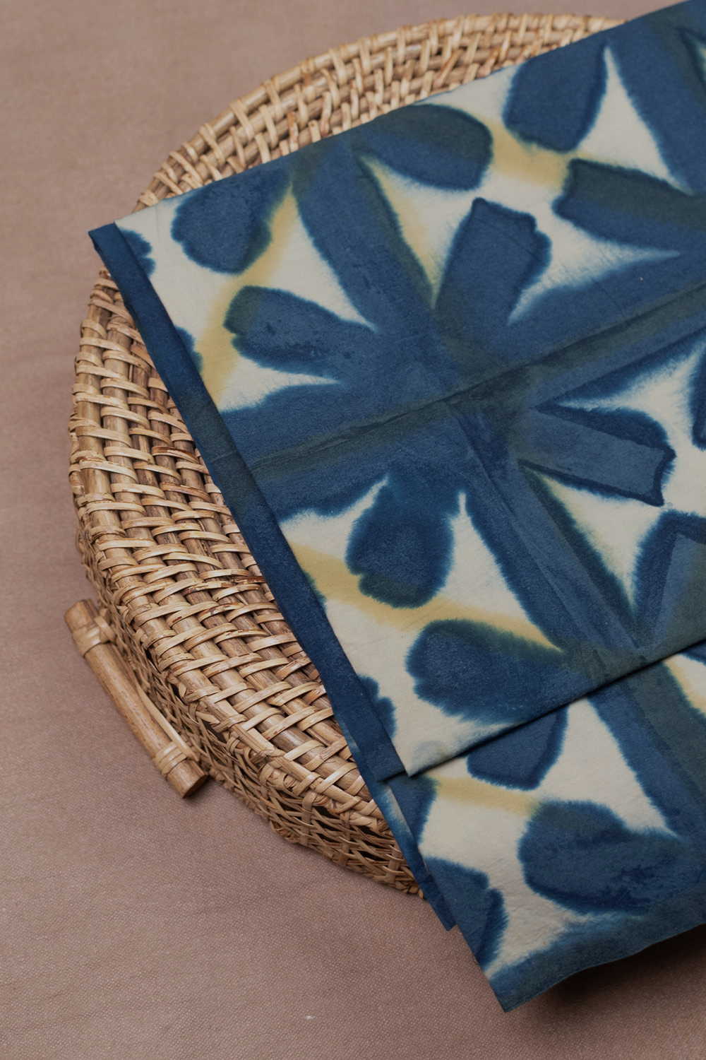 Indigo with Cream Tie & Dye Cotton Fabric - 0.65m