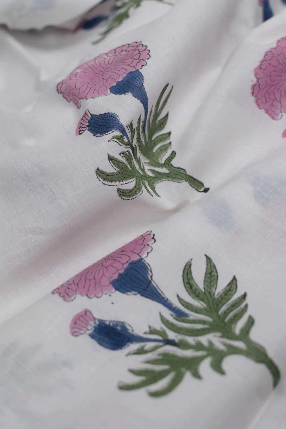 Floral on Pink Sanganeri Cotton Fabric - 1.4m - Image 3