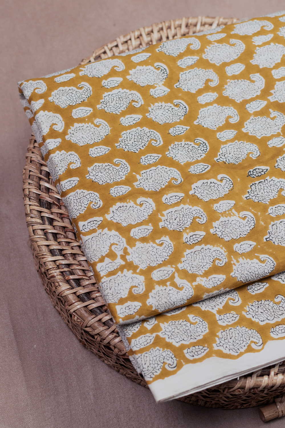 Paisley Butta - Yellow Sanganeri Cotton Fabric - 1.85m