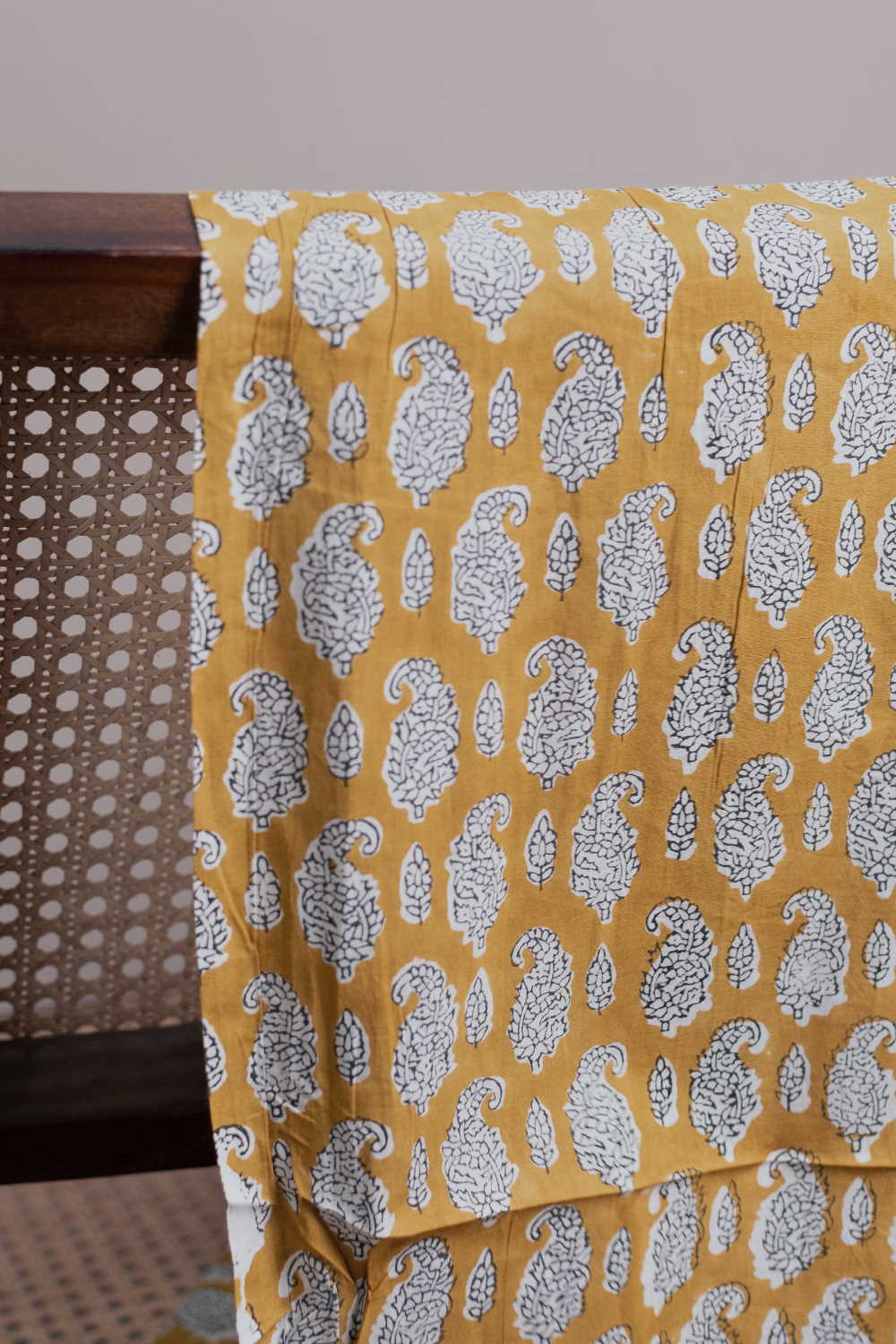 Paisley Butta - Yellow Sanganeri Cotton Fabric - 1.85m - Image 3