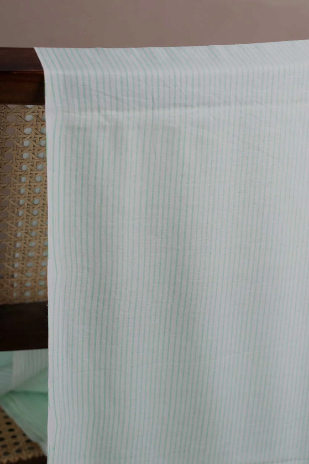 Stripes on Cream Sanganeri Cotton Fabric - 0.65m