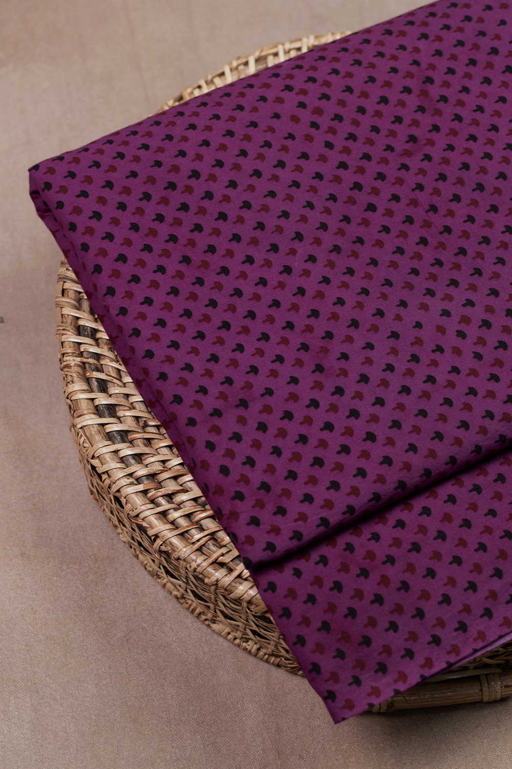 Tiny Motifs on Purple Bagh Cotton Fabric - 0.8m - Image 3