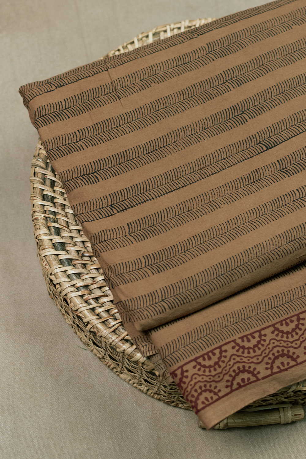 Patterned on Beige Bagh Cotton Fabric - 1.4m - Image 3