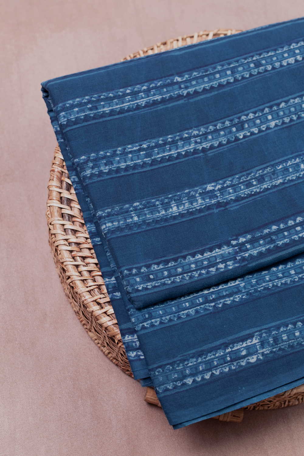Faded Indigo Dabu Cotton Fabric - 1.5m