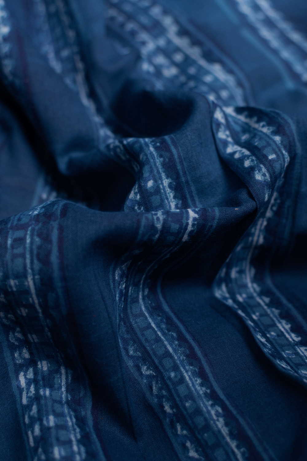 Faded Indigo Dabu Cotton Fabric - 1.5m - Image 3