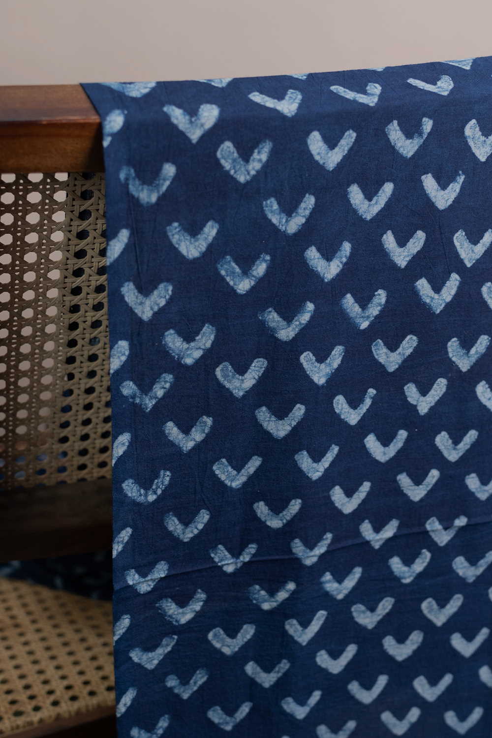 Heartbeats in Indigo Dabu Cotton Fabric - 1.4m