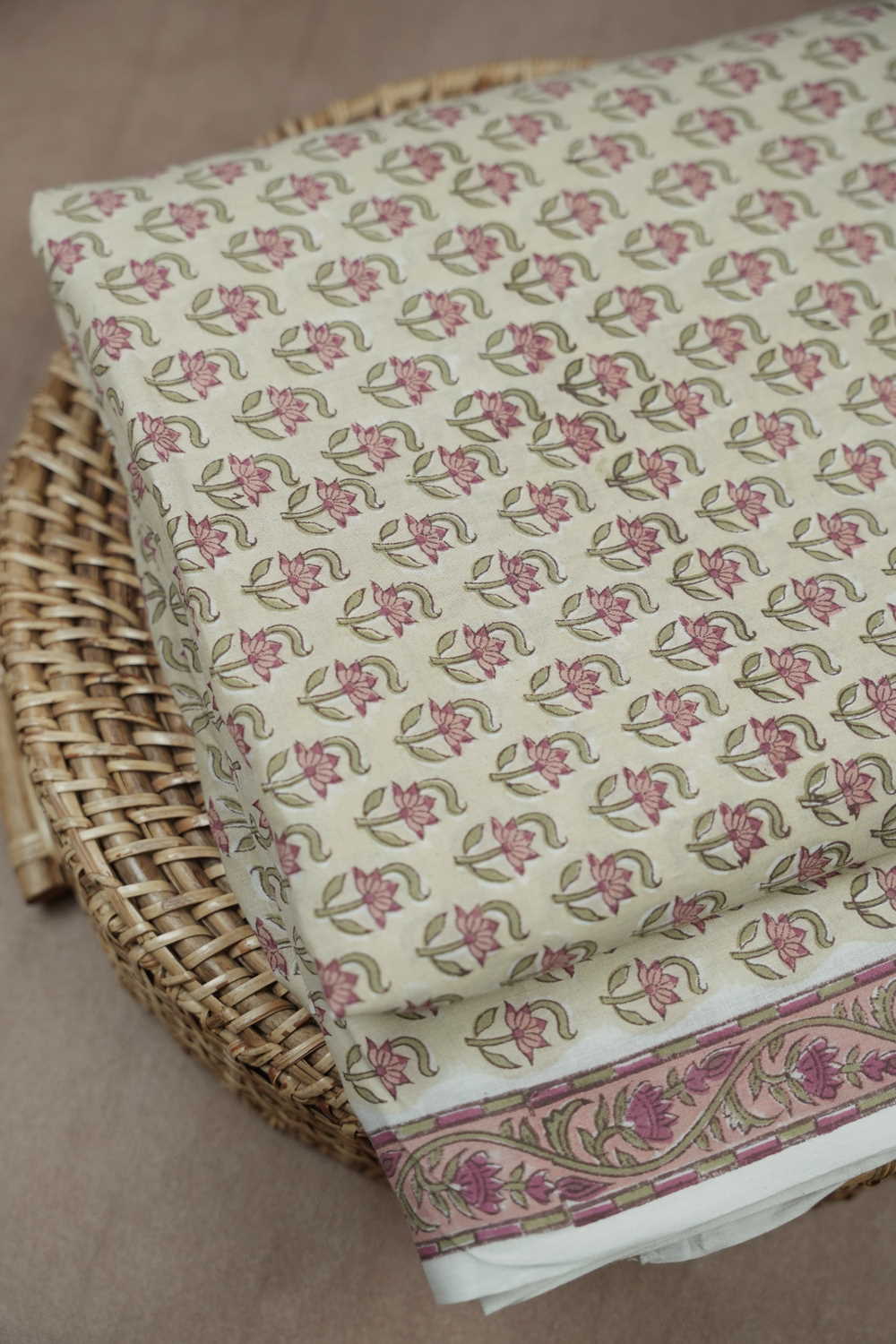 Little Floral Butta Mughal Sanganeri Cotton Fabric - 1.6m - Image 2