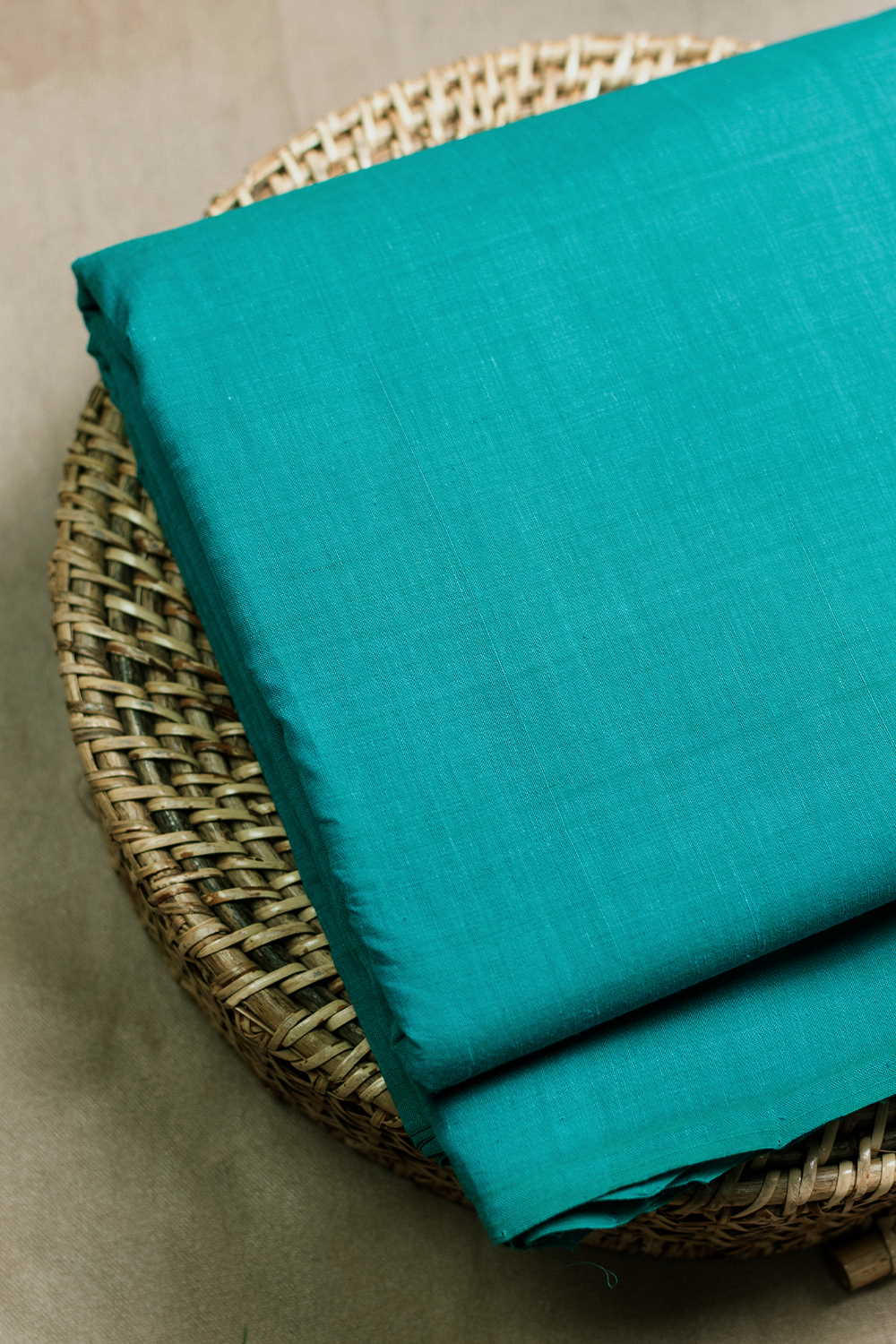Plain Green Mangalagiri Cotton Fabric - 1.1m