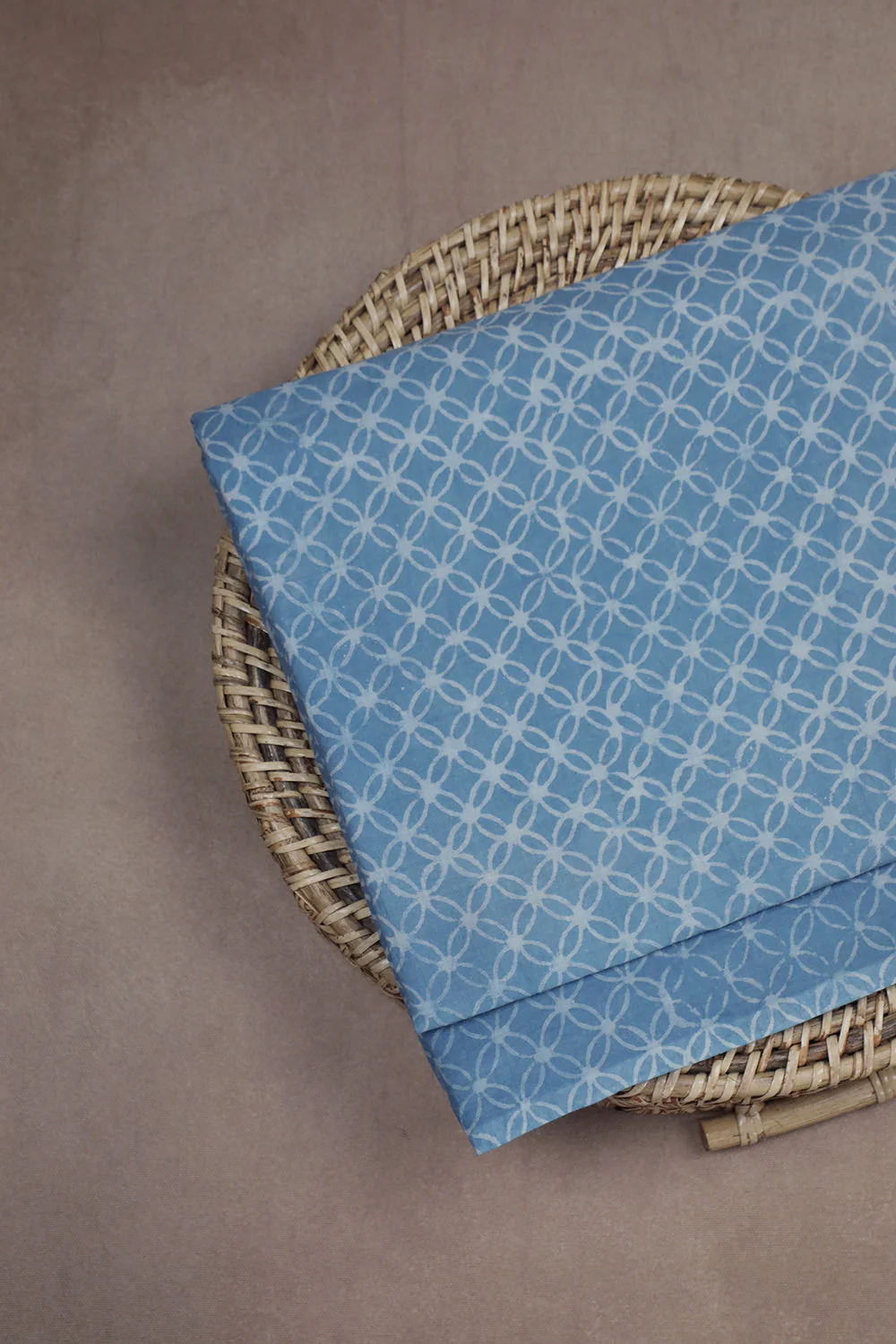 Intricate Design on Blue Block Printed Cotton Fabric - 0.9m