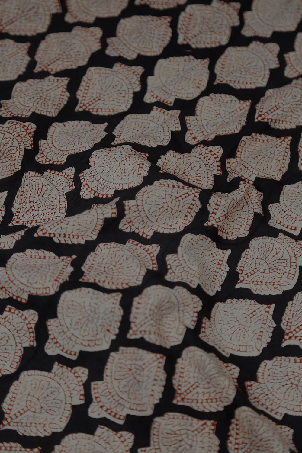 Big Butta on Black Bagru Cotton Fabric - 0.6m - Image 3
