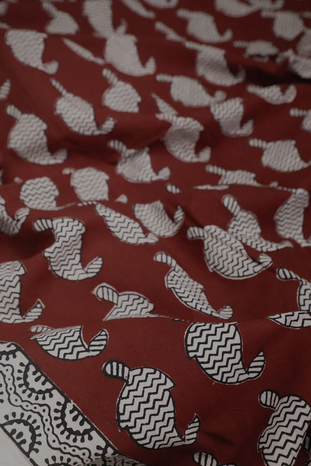 Paisley on Maroon Bagh Print Cotton Fabric - 0.5m - Image 2