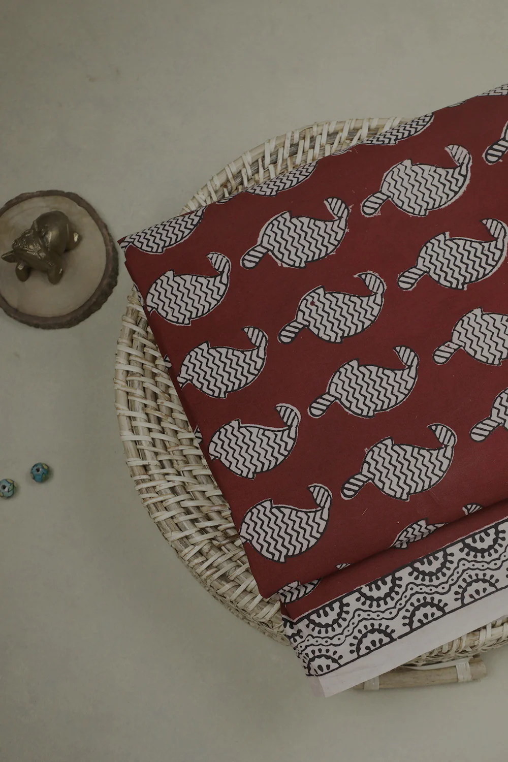 Paisley on Maroon Bagh Print Cotton Fabric - 0.5m - Image 3