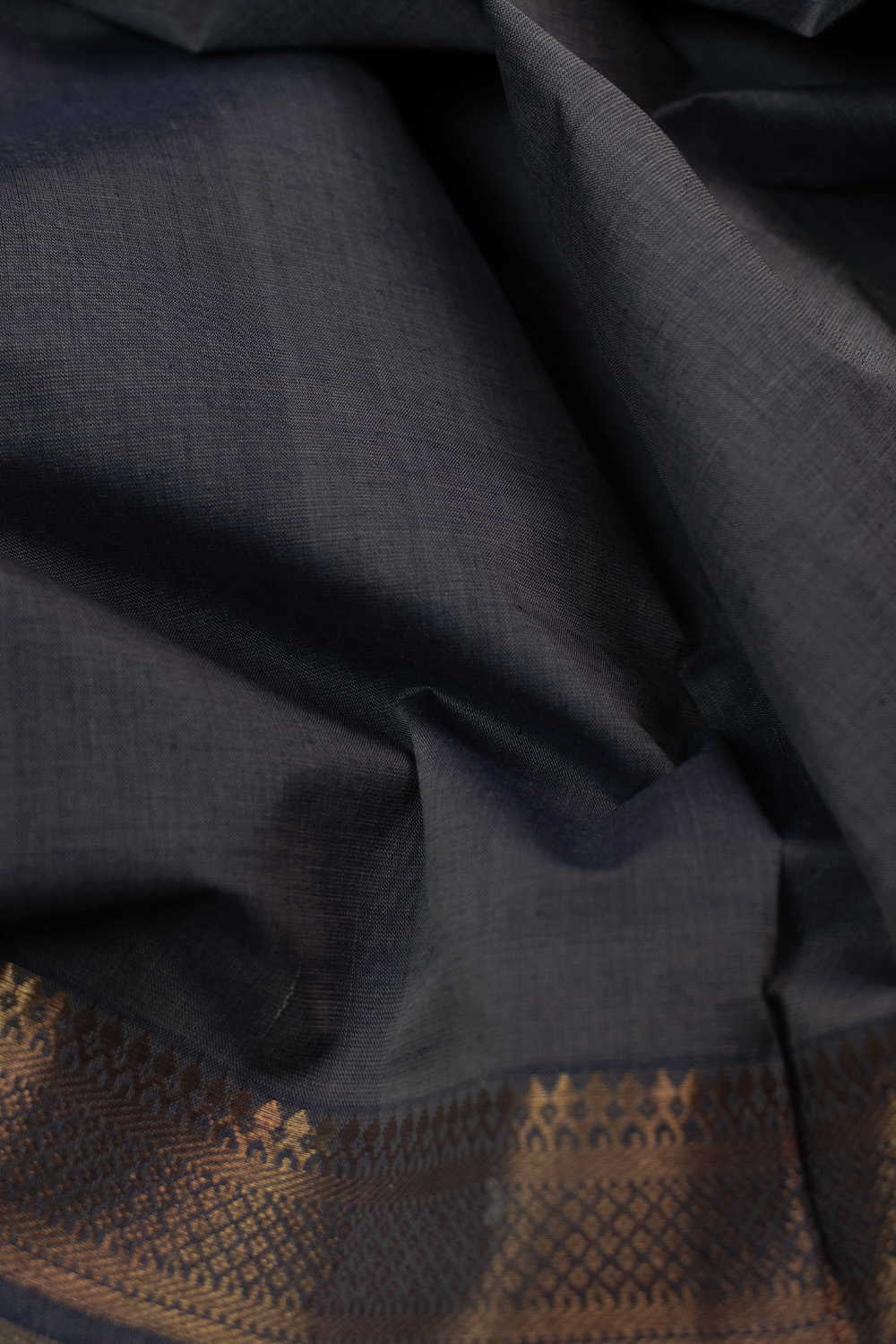 Elephant Grey Bodered Mangalagiri Cotton Fabric - 0.5m - Image 3