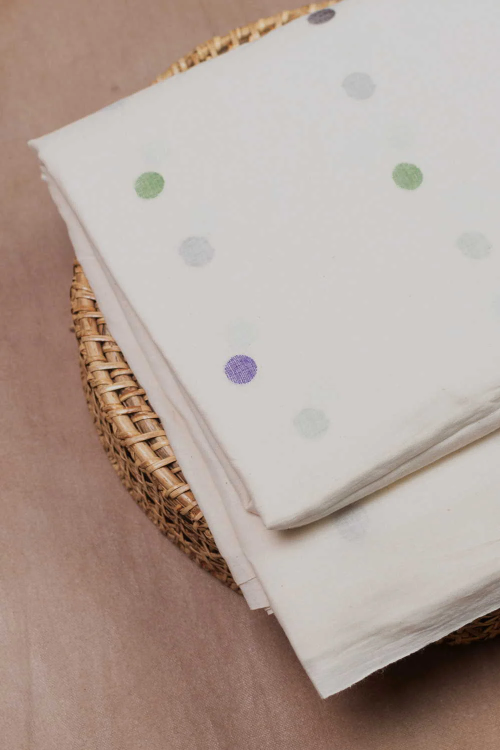 Multi-Colored Butta on Cream Jamdani Cotton Fabric - 0.5m - Image 3