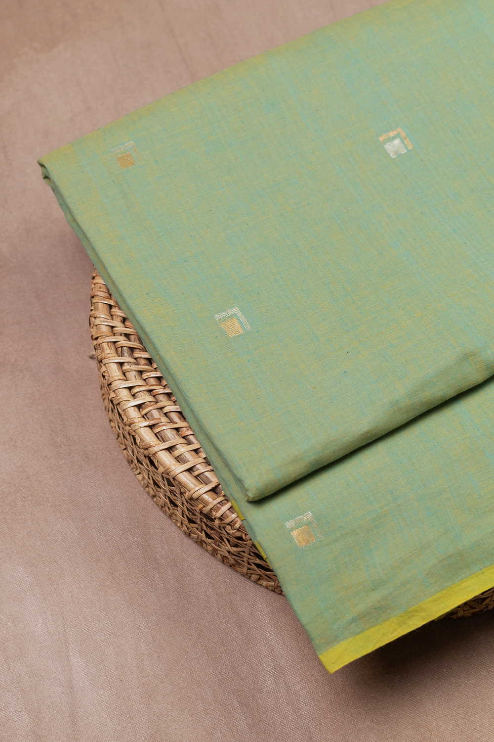 Dual Shaded Green Jamdani Cotton Fabric - 0.8m