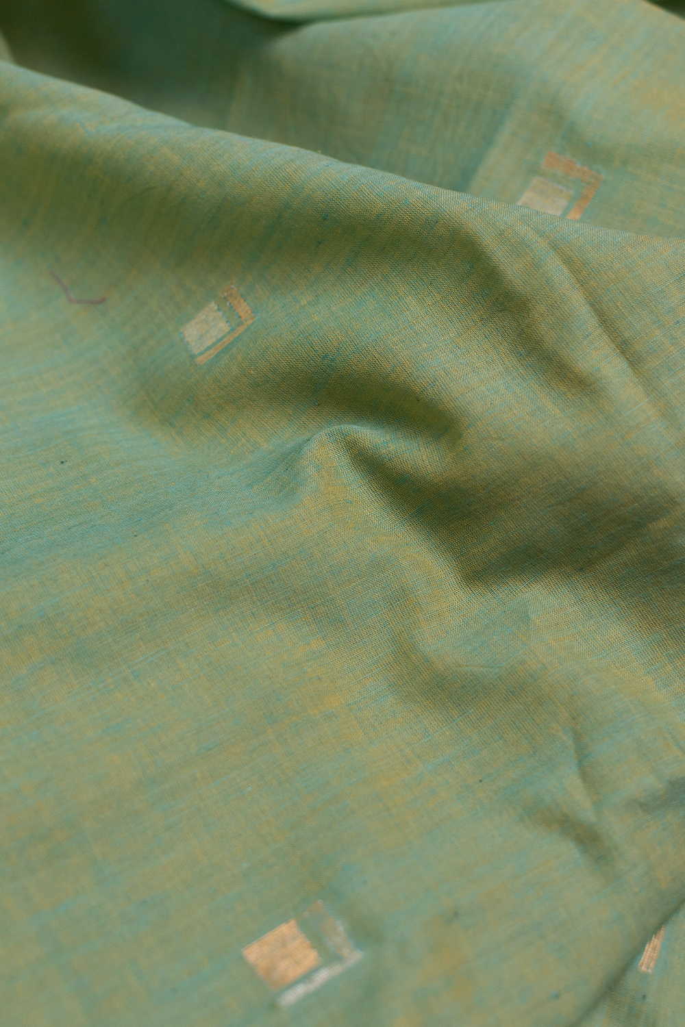Dual Shaded Green Jamdani Cotton Fabric - 0.8m - Image 2