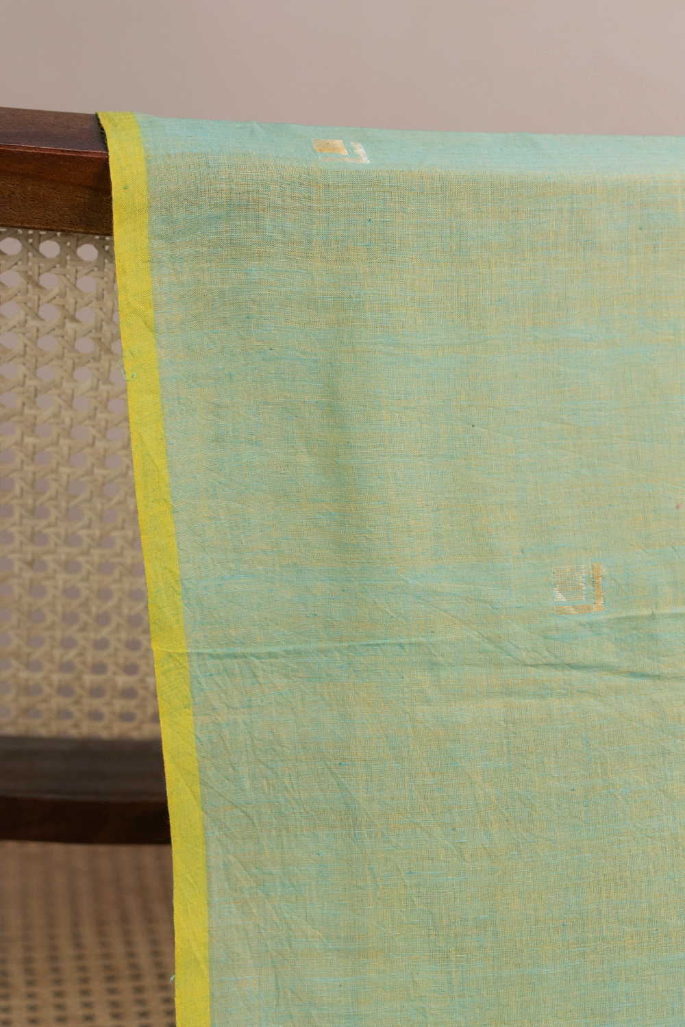 Dual Shaded Green Jamdani Cotton Fabric - 0.8m - Image 3