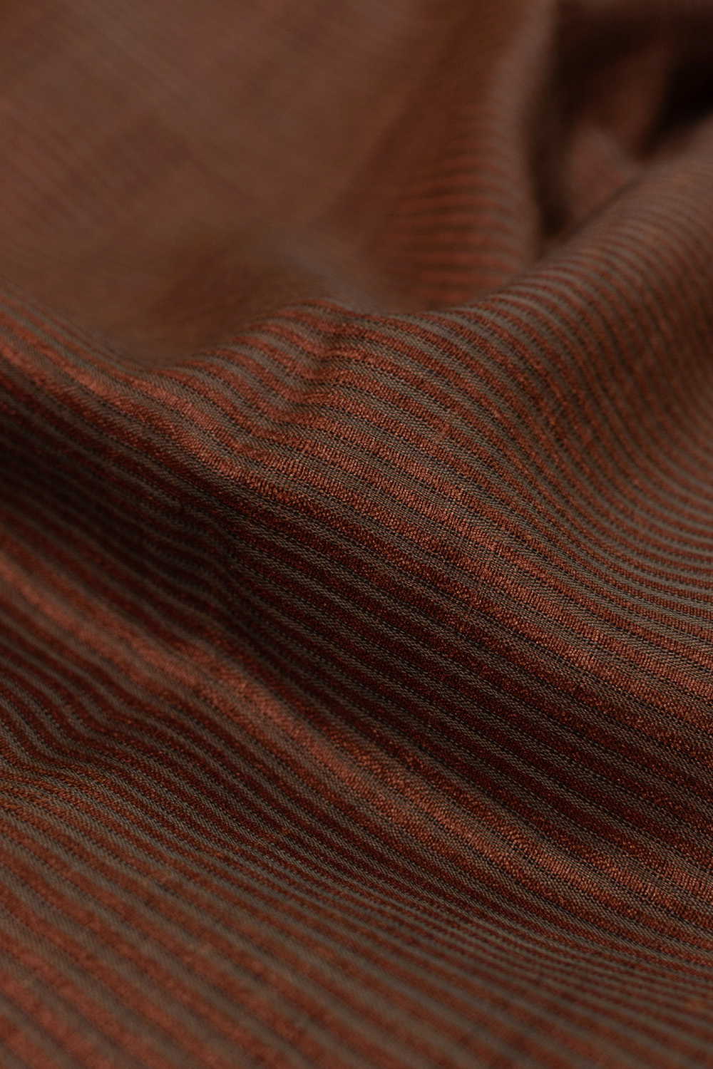 Stripes on Brown Handwoven Tussar Fabric - 0.9m - Image 3