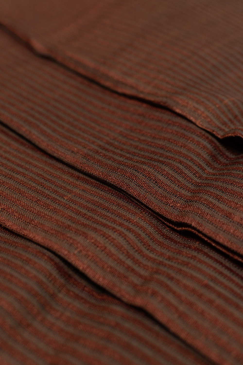 Stripes on Brown Handwoven Tussar Fabric - 0.9m - Image 4