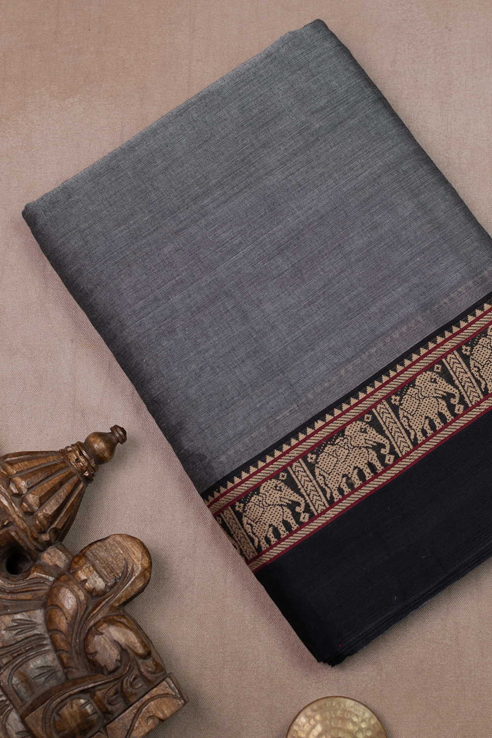 Darker Grey Narayanpet Cotton Fabric - 0.85m