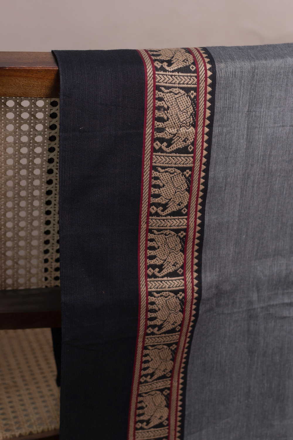 Darker Grey Narayanpet Cotton Fabric - 0.85m - Image 3