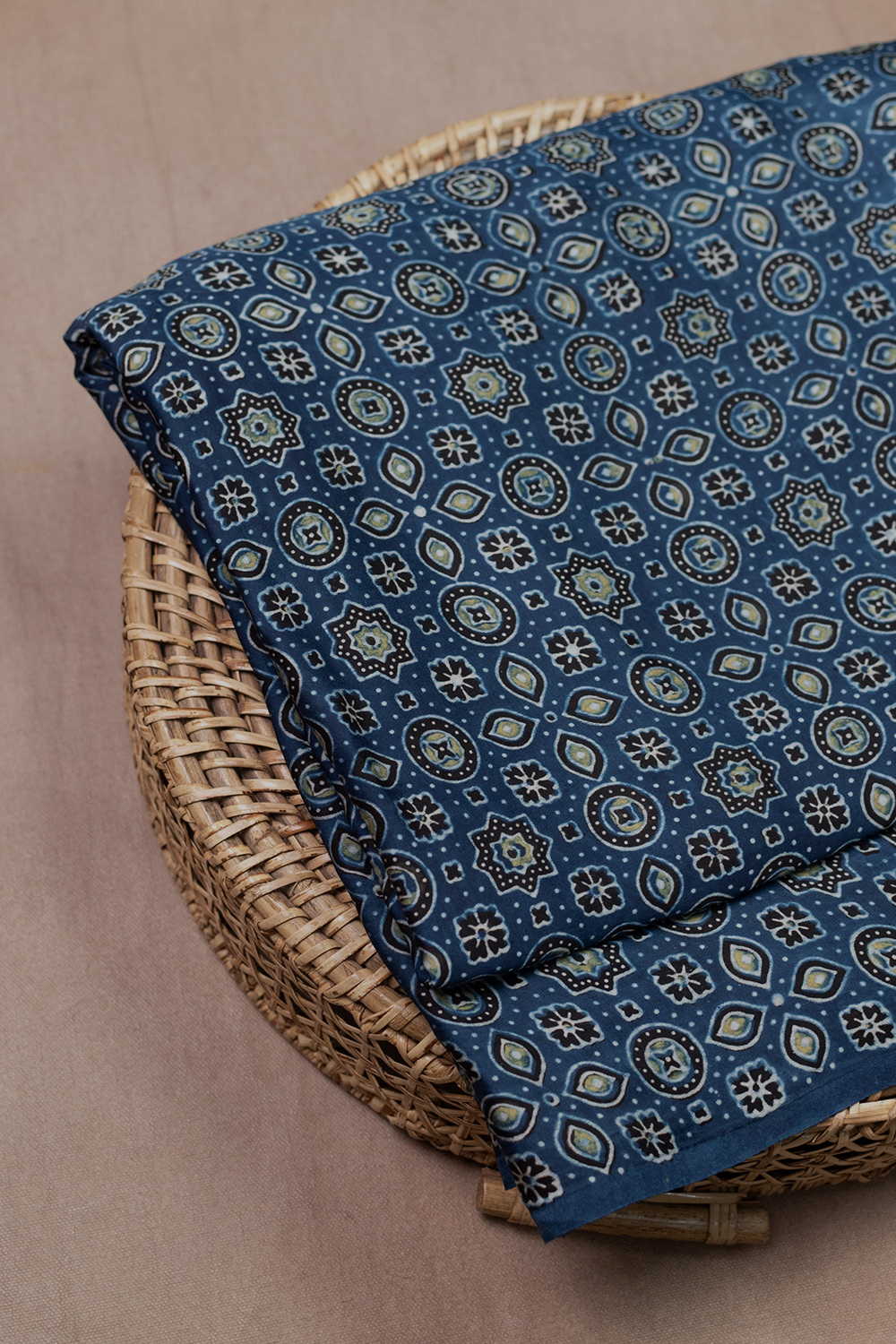 Starry Indigo Ajrak Modal Silk Fabric - 0.5m
