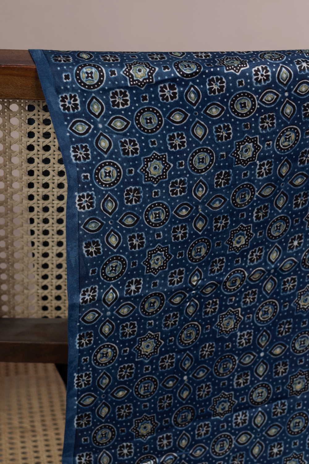 Starry Indigo Ajrak Modal Silk Fabric - 0.5m - Image 2