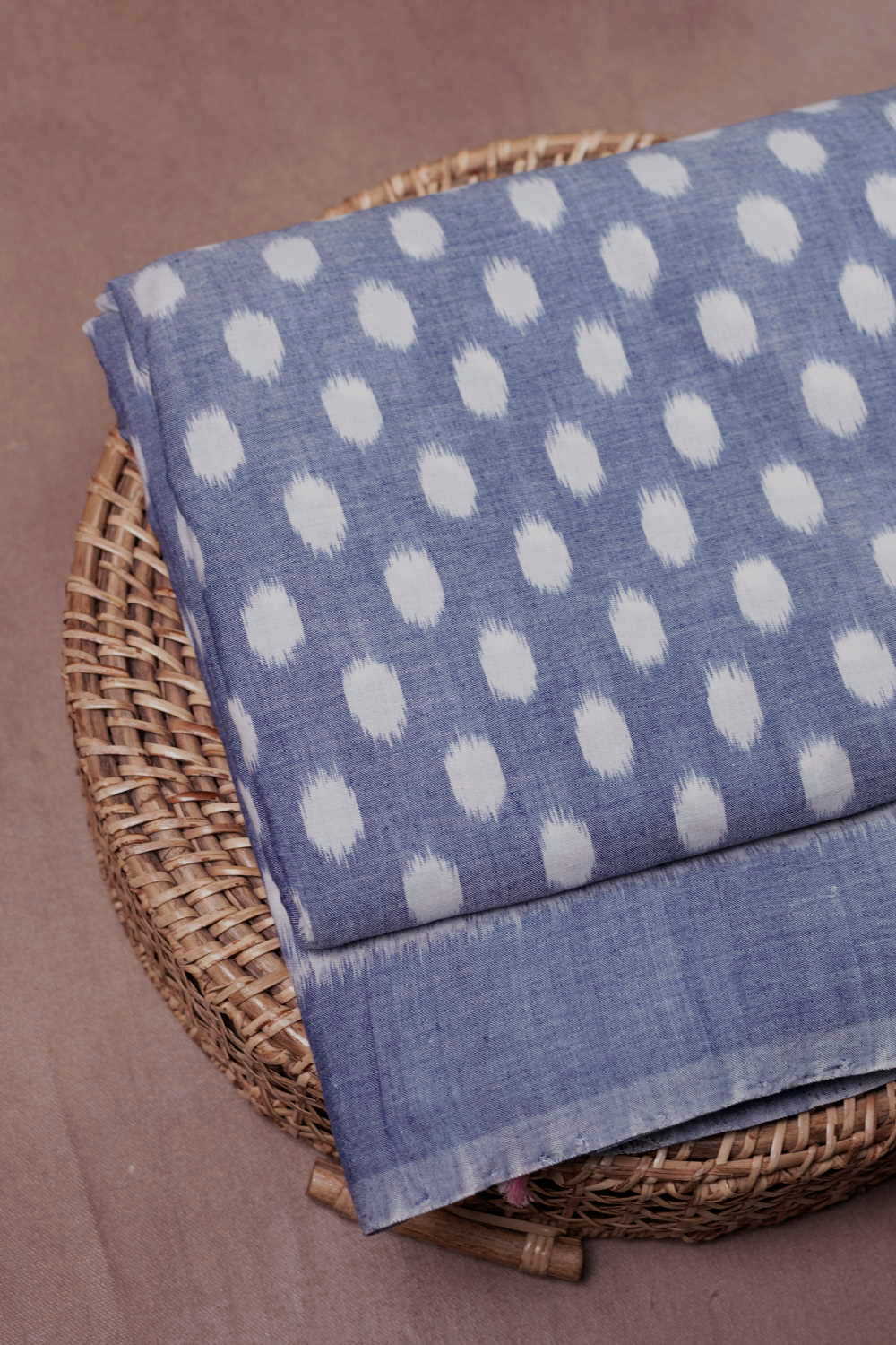 Cream Polka Butta Orissa Ikat Cotton Fabric 1.8m - Image 2