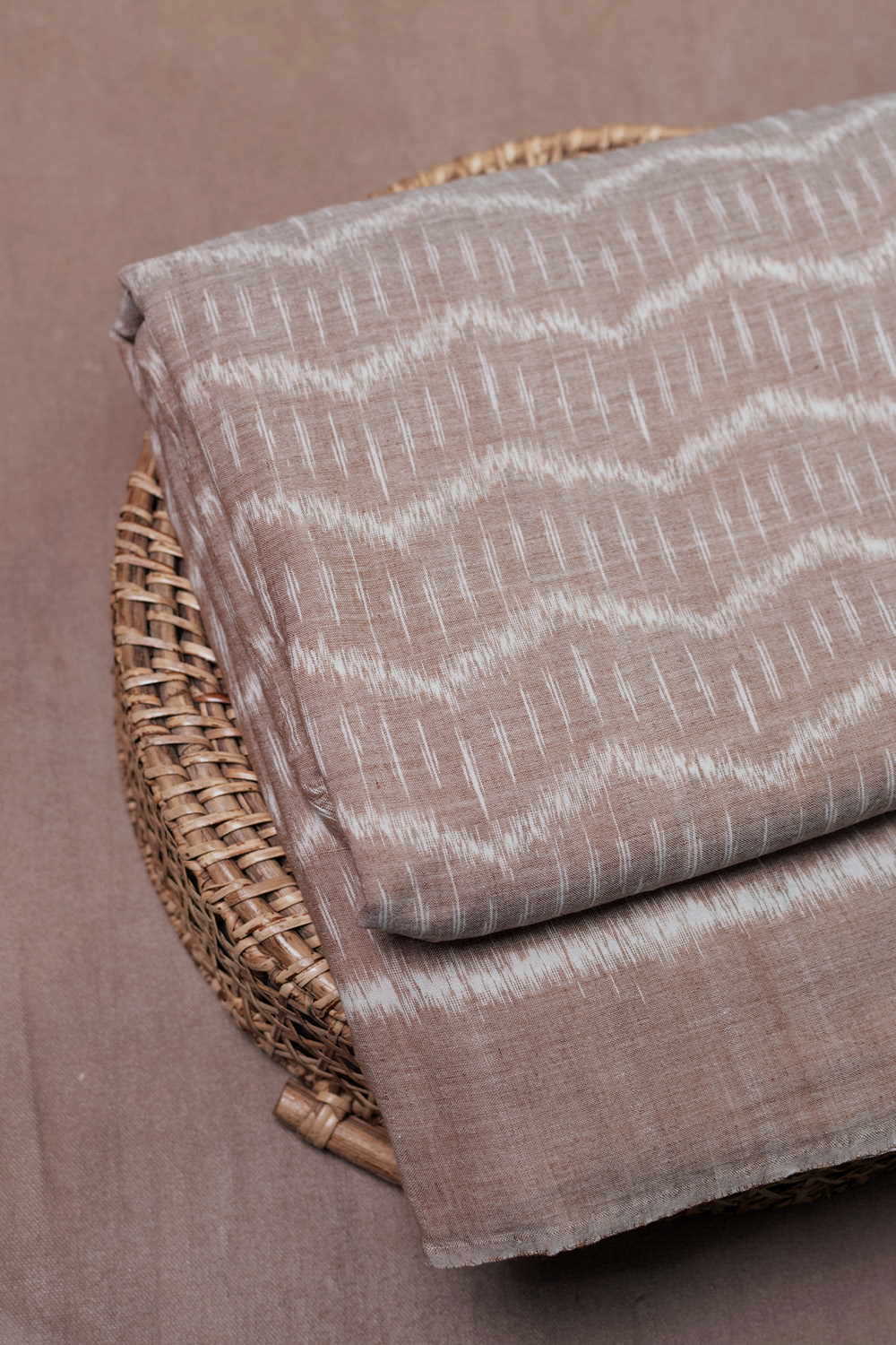Beige Orissa Ikat Cotton Fabric - 1.55m