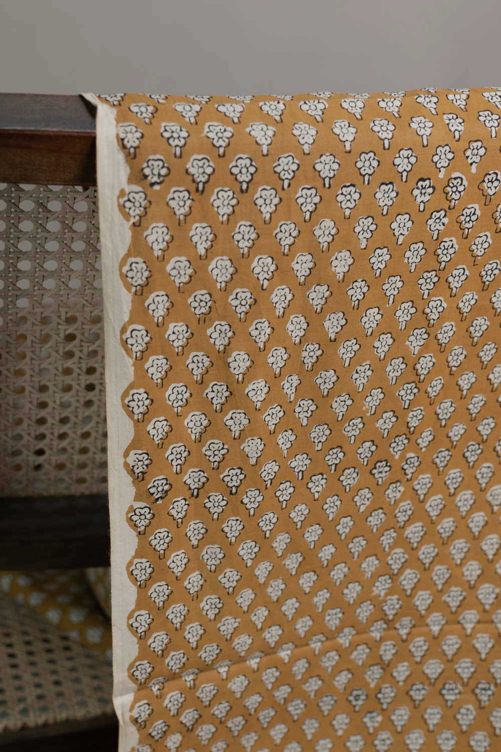 Mustard Yellow Bagru Cotton Fabric - 1m - Image 2