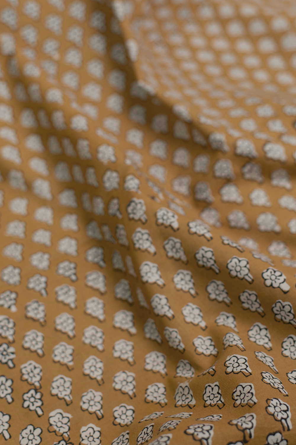 Mustard Yellow Bagru Cotton Fabric - 1m - Image 3