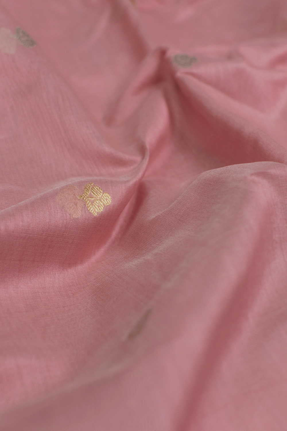 Silver & Gold Zari Butta - Pink Chanderi Silk Cotton Fabric - 0.5m - Image 2