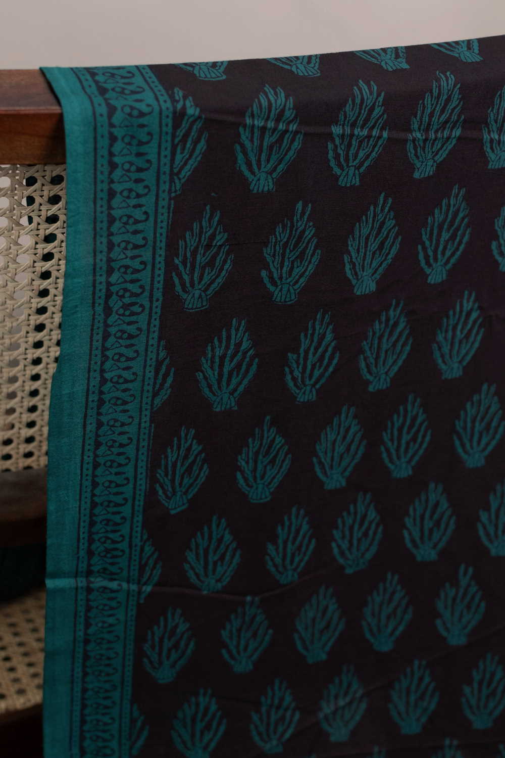 Green Motifs Bagh Cotton Fabric - 1m - Image 2