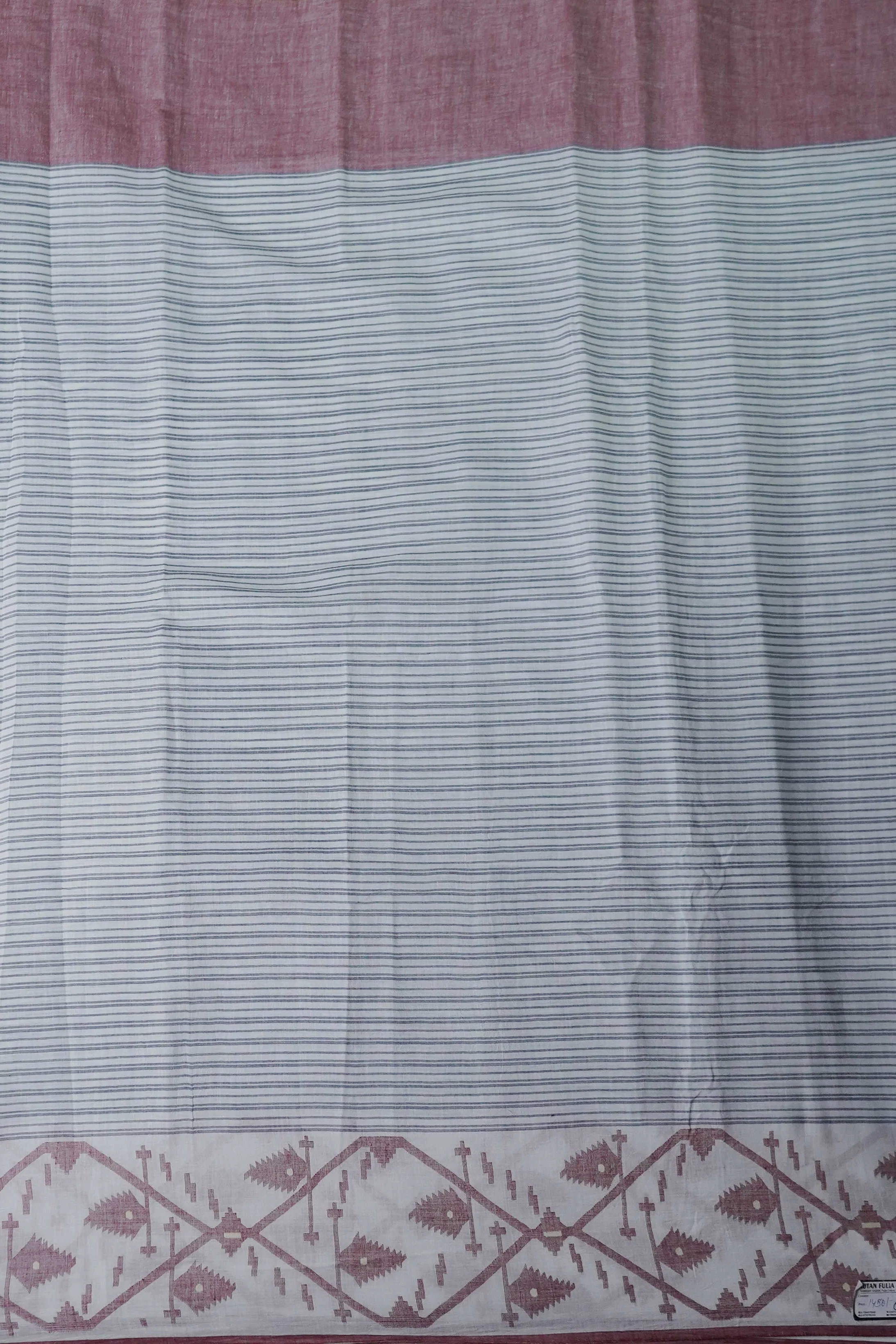 Cream with Stripe Jamdani Cotton Border Fabric - 1.75m - Image 2